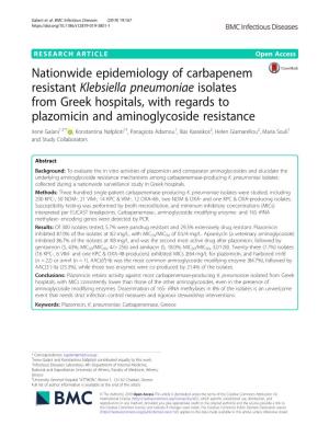 Nationwide Epidemiology of Carbapenem Resistant Klebsiella