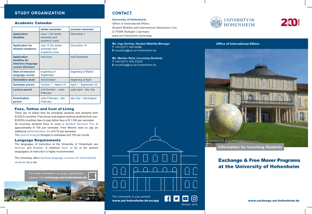 Exchange & Free Mover Programs at the University of Hohenheim