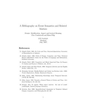 A Bibliography on Event Semantics and Related Matters