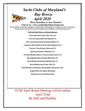 Yacht Clubs of Maryland's Bay Breeze April 2020