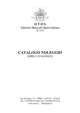 Catalogo Noleggio (Hire Catalogue)