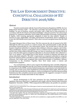 The Law Enforcement Directive's Consent and Categorization