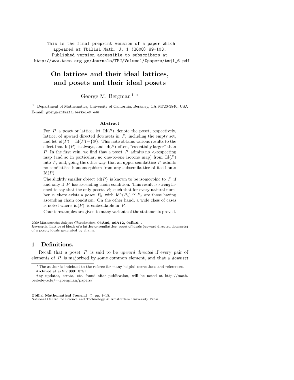 On Lattices and Their Ideal Lattices, and Posets and Their Ideal Posets