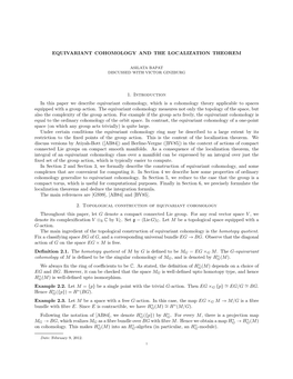 Equivariant Cohomology and the Localization Theorem
