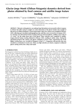 Glaciar Jorge Montt (Chilean Patagonia) Dynamics Derived from Photos Obtained by Fixed Cameras and Satellite Image Feature Tracking