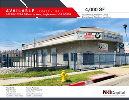 10223-10225 S Prairie Ave, Inglewood, CA 90303 Automotive, Retail Or Office - Exceptional Stadium Location