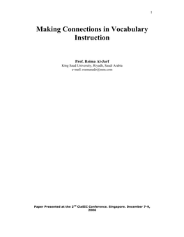 Making Connections in Vocabulary Instruction