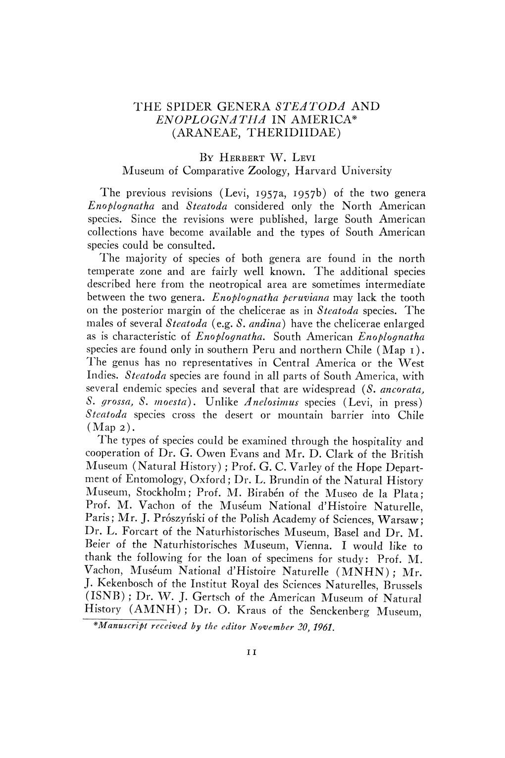 THE SPIDER GENERA STEATODA and ENOPLOGNATHA in AMERICA* (ARANEAE, THERIDIIDAE) by Herbert2