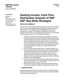 Seeking Income: Cash Flow Distribution Analysis of S&P 500