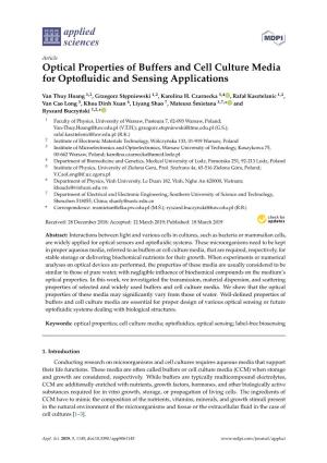 Optical Properties of Buffers and Cell Culture Media for Optofluidic And