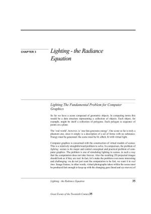 Lighting - the Radiance Equation