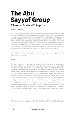 The Abu Sayyaf Group a Terrorist Criminal Enterprisei