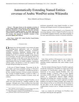Automatically Extending Named Entities Coverage of Arabic Wordnet Using Wikipedia