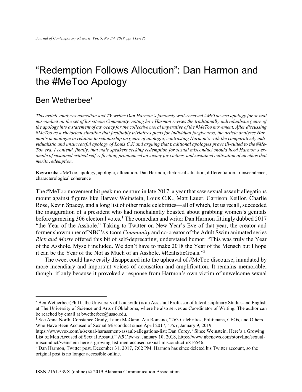 Dan Harmon and the #Metoo Apology