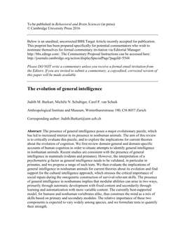 The Evolution of General Intelligence