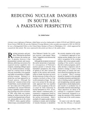 Npr 2.2: Reducing Nuclear Dangers in South Asia: A
