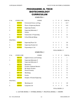 B. Tech Biotechnology Curriculum