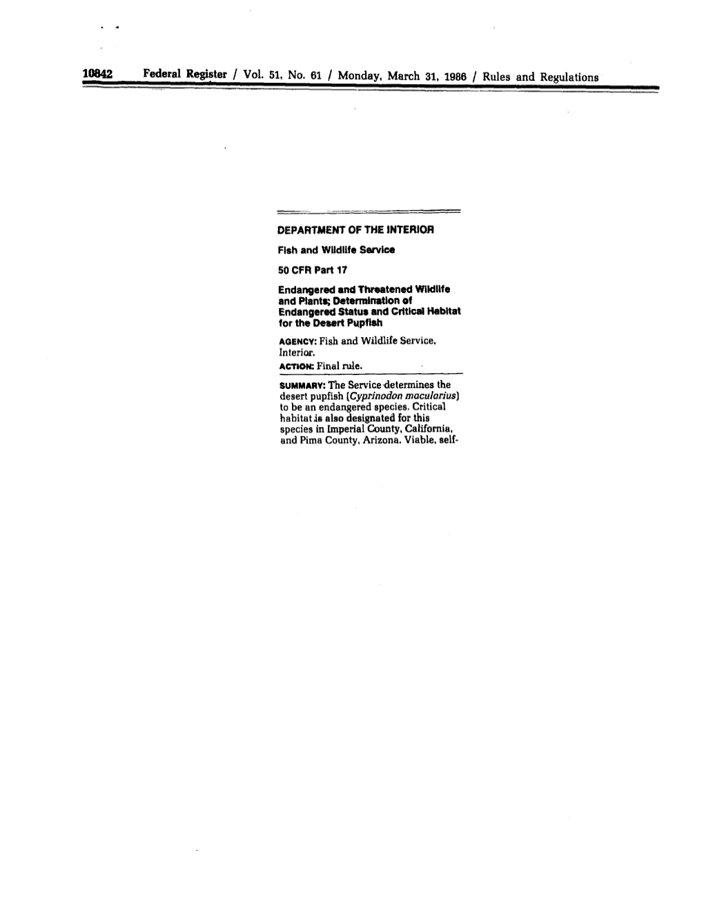 10842 Federal Fhgister / Vol. 51, No. 61 / Monday, March 31, 1988 / Rules and Regulations
