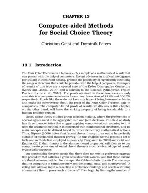 Computer-Aided Methods for Social Choice Theory