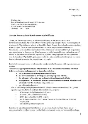 Senate Inquiry Into Environmental Offsets