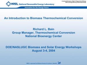 An Introduction to Biomass Thermochemical Conversion
