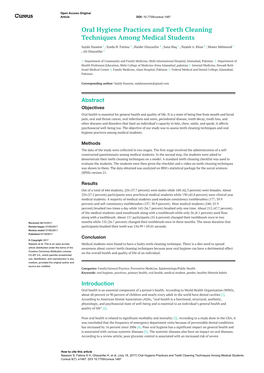 Oral Hygiene Practices and Teeth Cleaning Techniques Among Medical Students