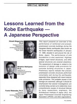 Lessons Learned from the Kobe Earthquake a Japanese Perspective