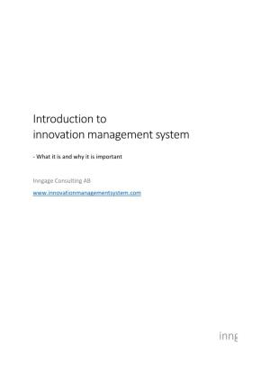 Introduction to Innovation Management System