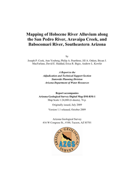Mapping of Holocene River Alluvium Along the San Pedro River, Aravaipa Creek, and Babocomari River, Southeastern Arizona