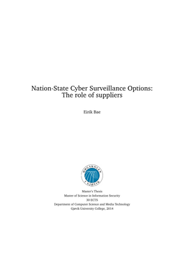 Nation-State Cyber Surveillance Options: the Role of Suppliers