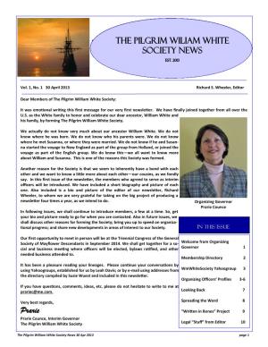 Pilgrim William White Society News 30 Apr 2013 Page 1