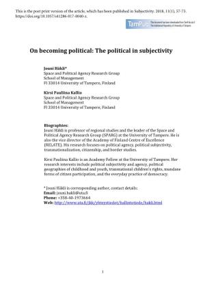 The Political in Subjectivity