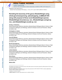 Revisiting the Taxonomy of the Genus Elizabethkingia Using Whole