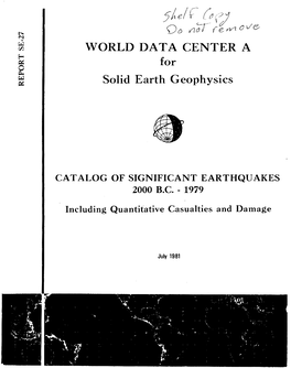 Catalog of Earthquakes, 2000 B.C.–1979, 1981