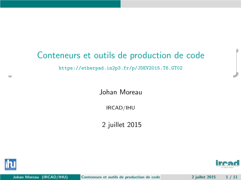 Conteneurs Et Outils De Production De Code