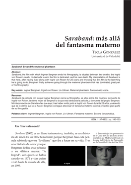 Saraband: Más Allá Del Fantasma Materno