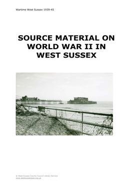 Source Material on World War Ii in West Sussex