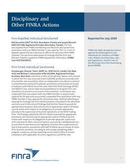 Disciplinary and Other FINRA Actions