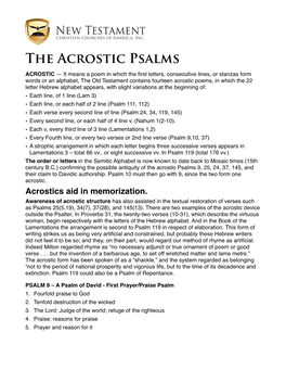 The Acrostic Psalms