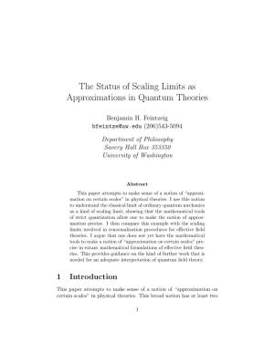 The Status of Scaling Limits As Approximations in Quantum Theories