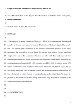 Geophysical Journal International - Supplementary Material For