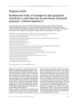 Original Article Randomized Study of Asunaprevir Plus Pegylated Interferon-Α and Ribavirin for Previously Untreated Genotype 1 Chronic Hepatitis C