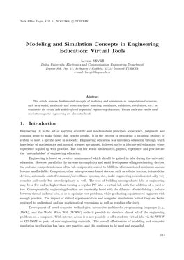 Modeling and Simulation Concepts in Engineering Education: Virtual Tools
