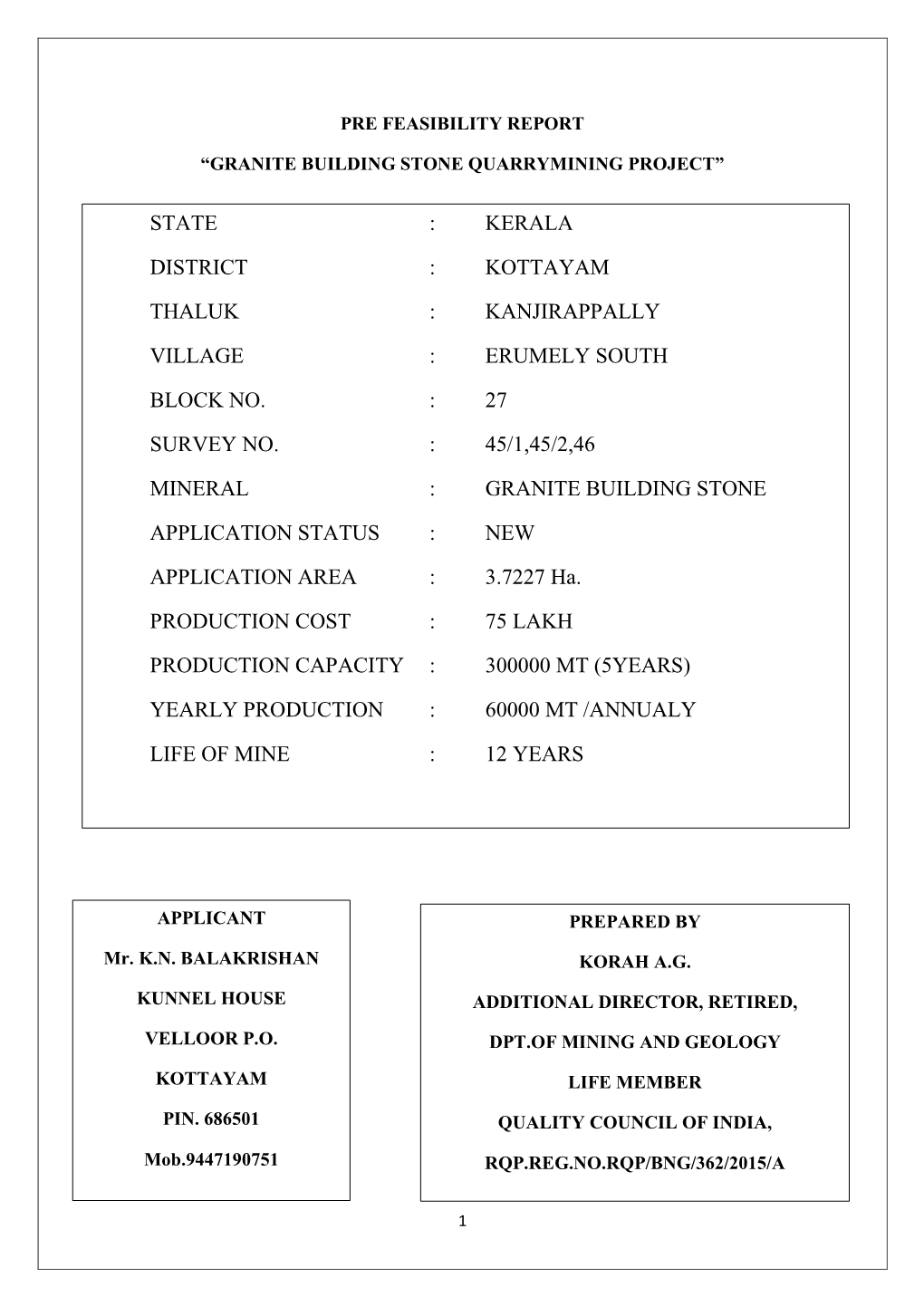 Kerala District : Kottayam Thaluk : Kanjirappally Village