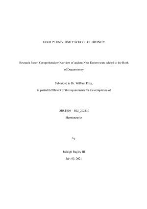 LIBERTY UNIVERSITY SCHOOL of DIVINITY Research Paper