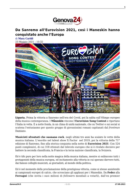 Da Sanremo All'eurovision 2021, Così I Maneskin Hanno Conquistato