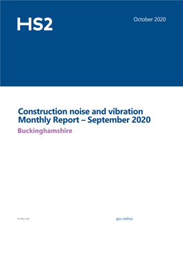 Construction Noise and Vibration Monthly Report – September 2020 Buckinghamshire