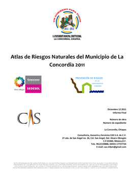 Atlas De Riesgos Naturales Del Municipio De La Concordia 2011