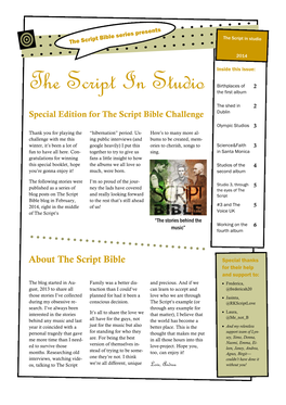 The Script in Studio the Script Bible Series Presents