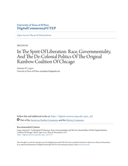 Race, Governmentality, and the De-Colonial Politics of the Original Rainbow Coalition of Chicago